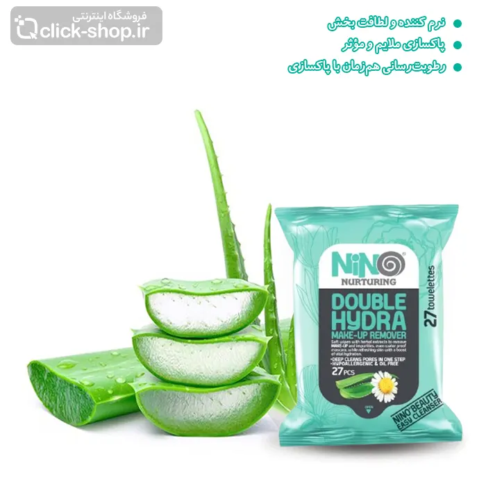 دستمال مرطوب آرایش پاک کن طرح آبرسان 27 برگی نینو