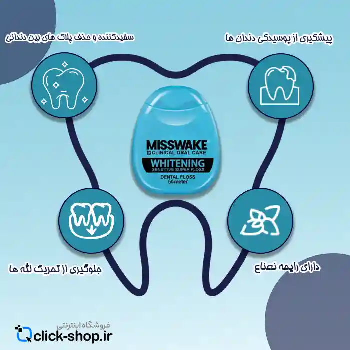 نخ دندان سفیدکننده میسویک 50 متر