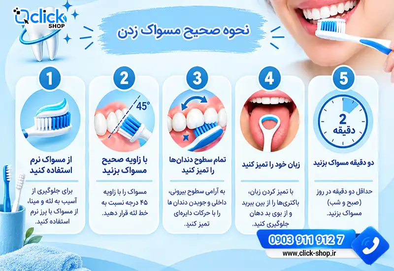 نحوه صحیح مسواک زدن